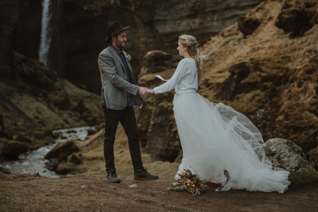 southern iceland waterfall elopement adventure wedding