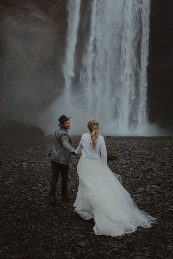 southern iceland waterfall elopement adventure wedding