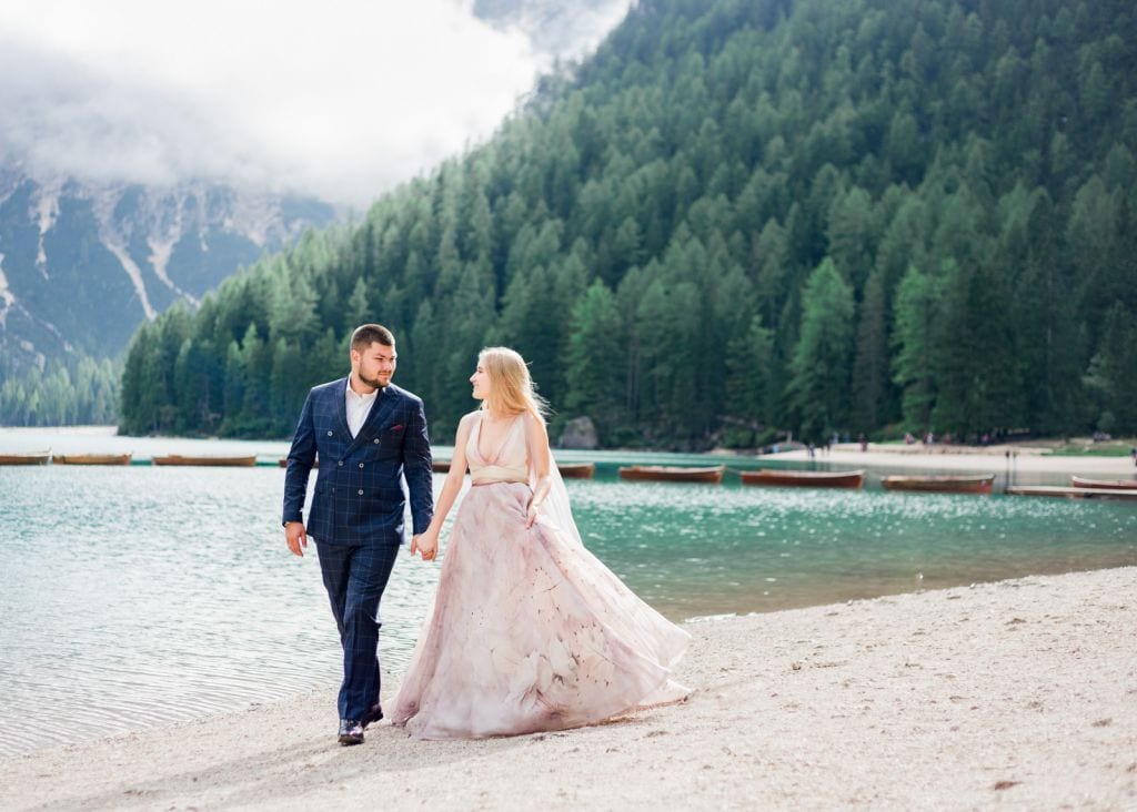 Lago Di Braies Honeymoon Adventure Session In South Tyrol Italy Elizaveta Nikita Wandering Weddings