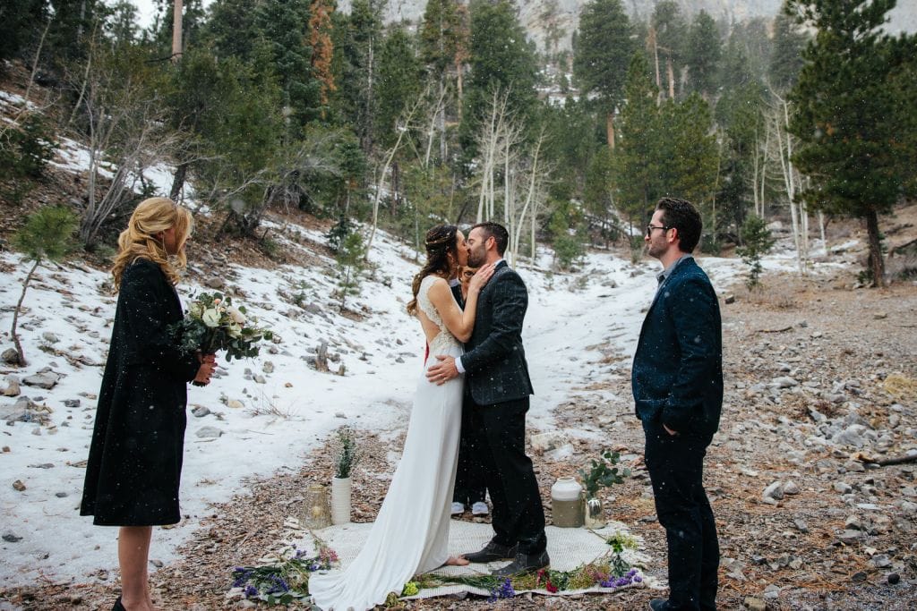 mount charleston red rock canyon nevada winter elopement adventurous wedding