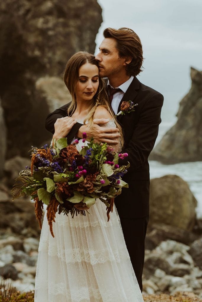 whimsical styled forest elopement wedding redwood national park california