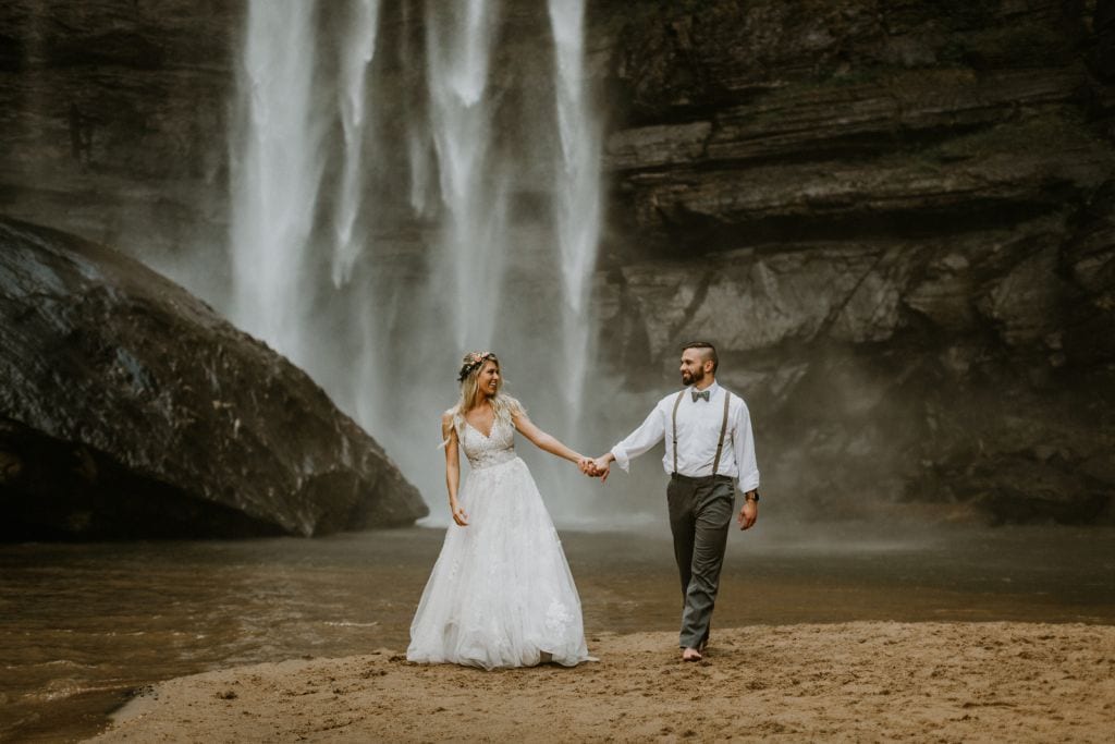 bride and groom during elopement