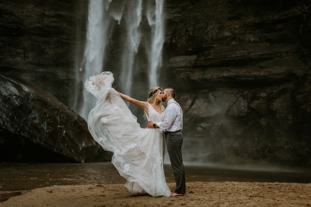 toccoa falls waterfall wedding portraits