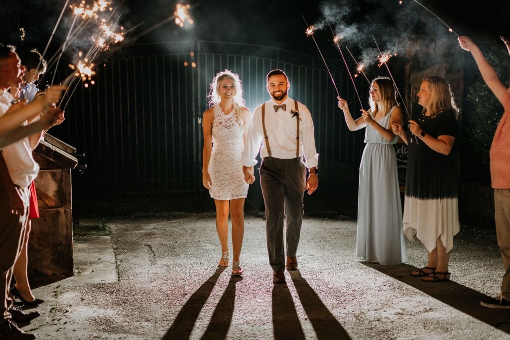 sparklers during wedding