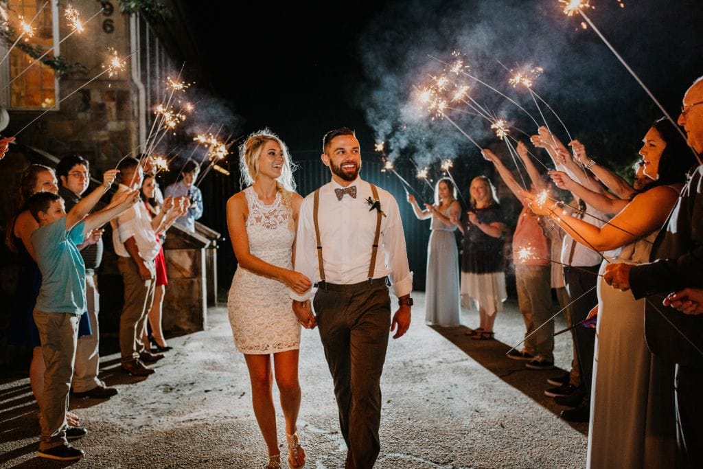 sparkler exit during intimate wedding