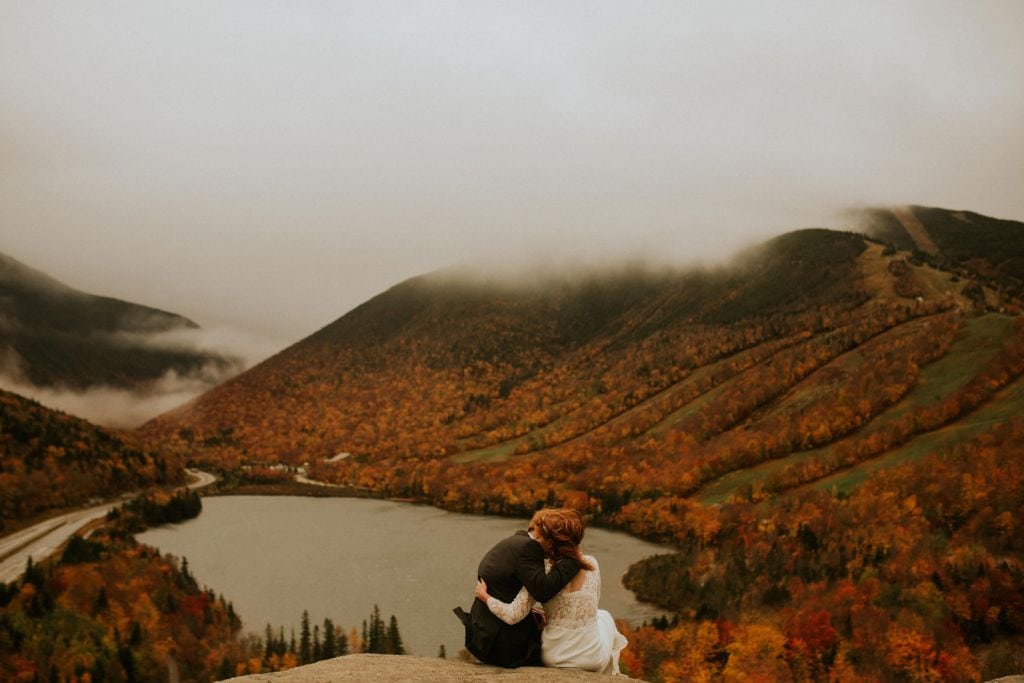 fall elopement wedding new hampshire white mountains artist bluff