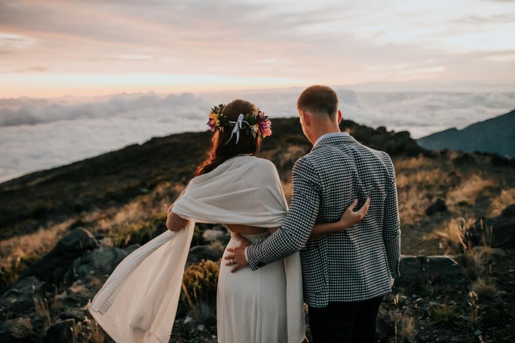 haleakala national park hawaii sunrise volcano elopement wedding