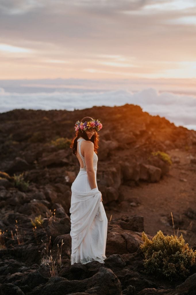 haleakala national park hawaii sunrise volcano elopement wedding