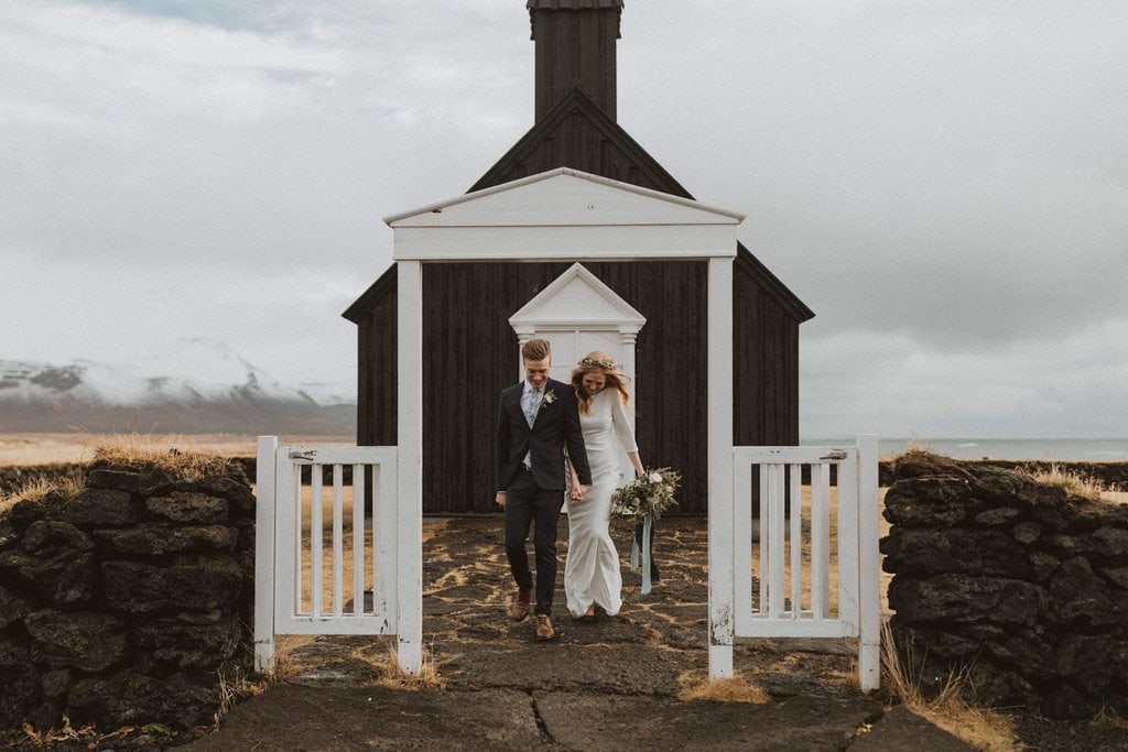 black church intimate elopement adventure wedding iceland