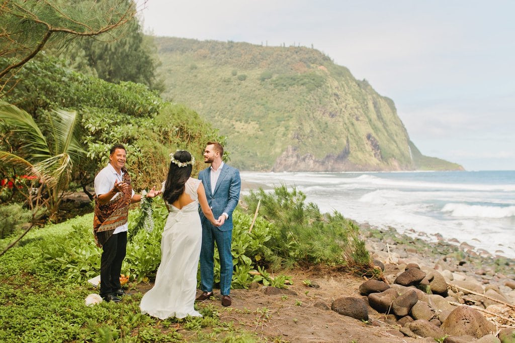 Hawaii elopement package at waipio valley big island hawaii elopement adventure wedding