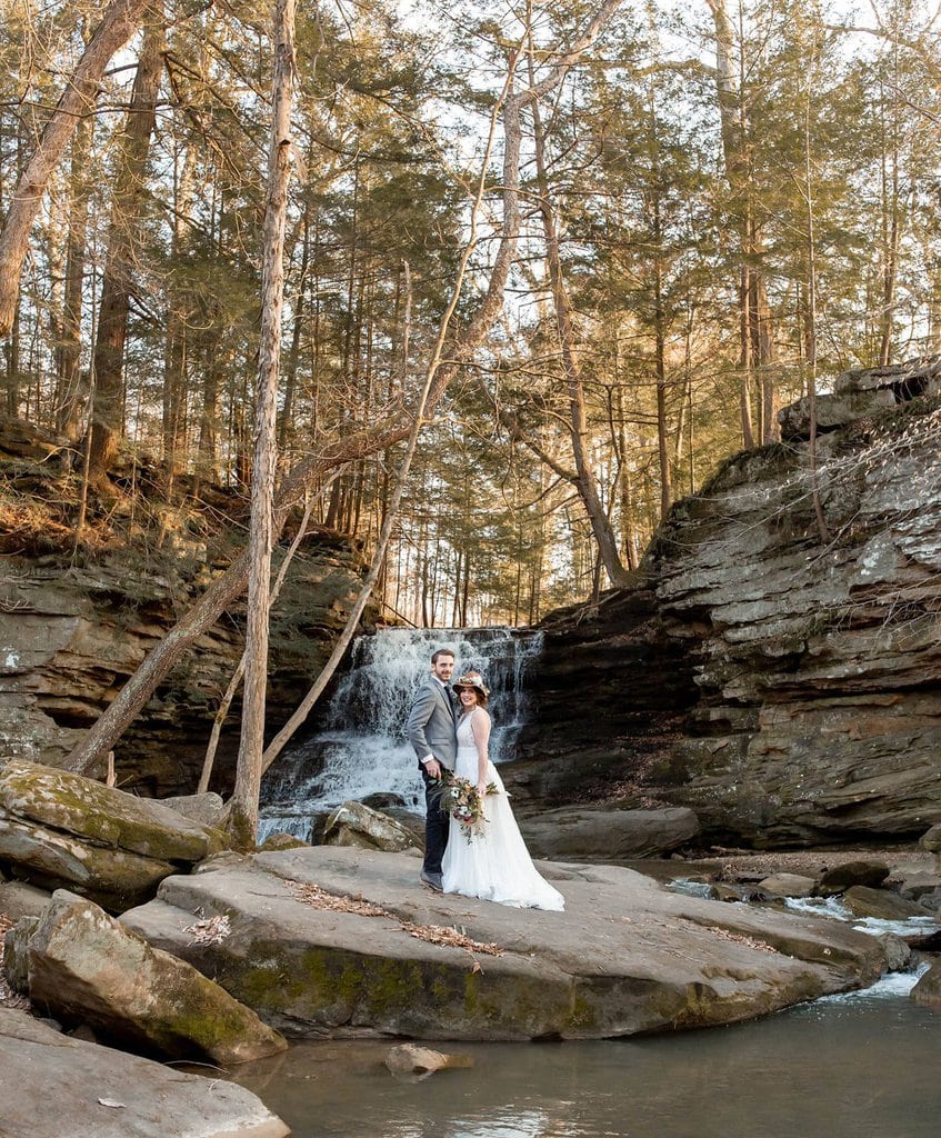 waterfall bridal portraits