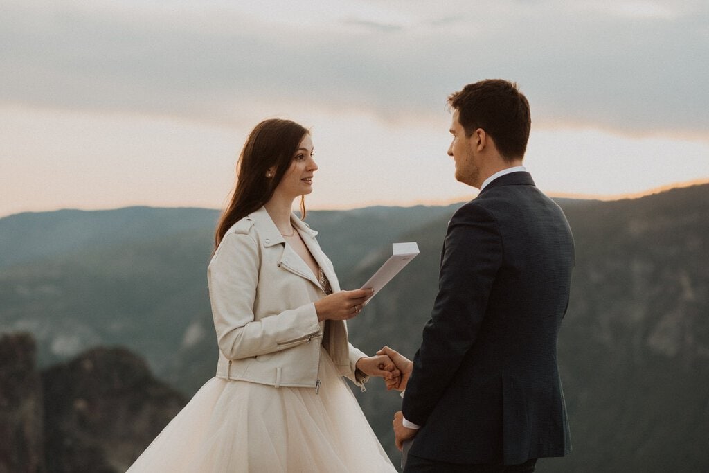Adventurous elopement with intimate vows.