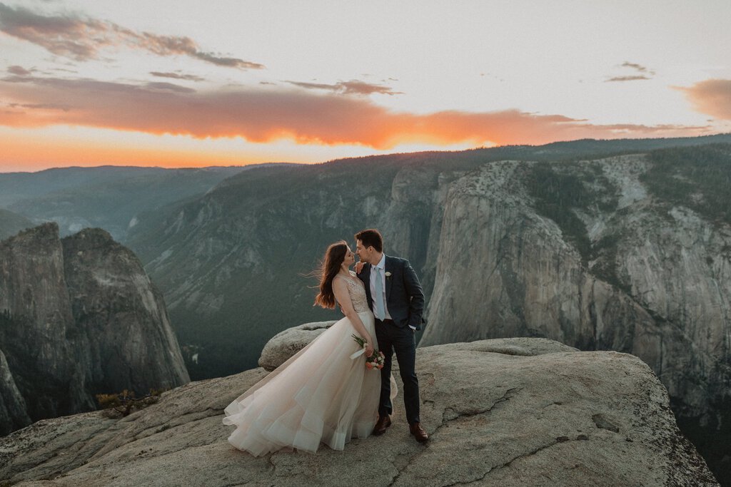 landscape view of newlywed couple.