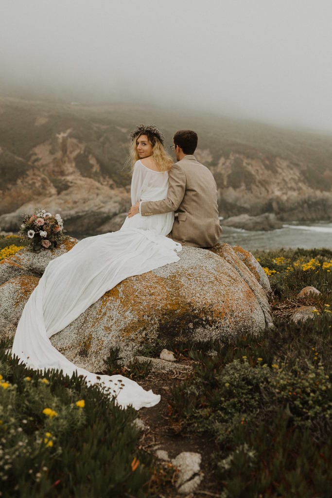 Bridal portrait with husband at Garrapata State Park.