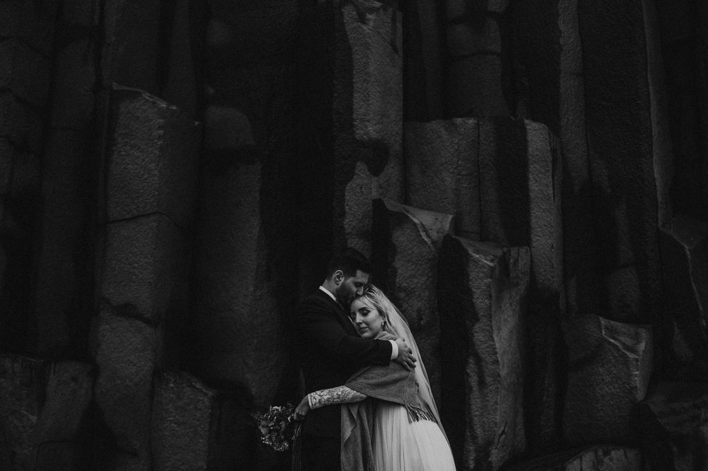 Bride and groom portraits in black and white.