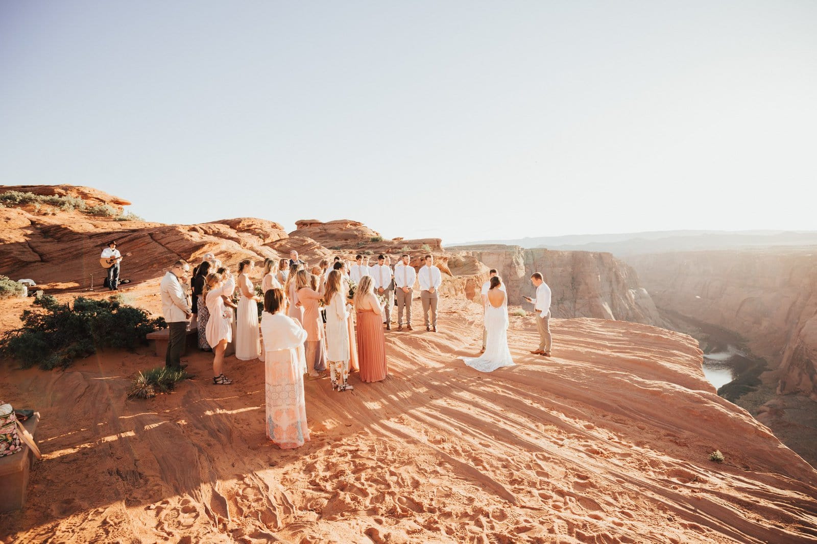 Wedding ceremony at Horseshoe Bend in Arizona.