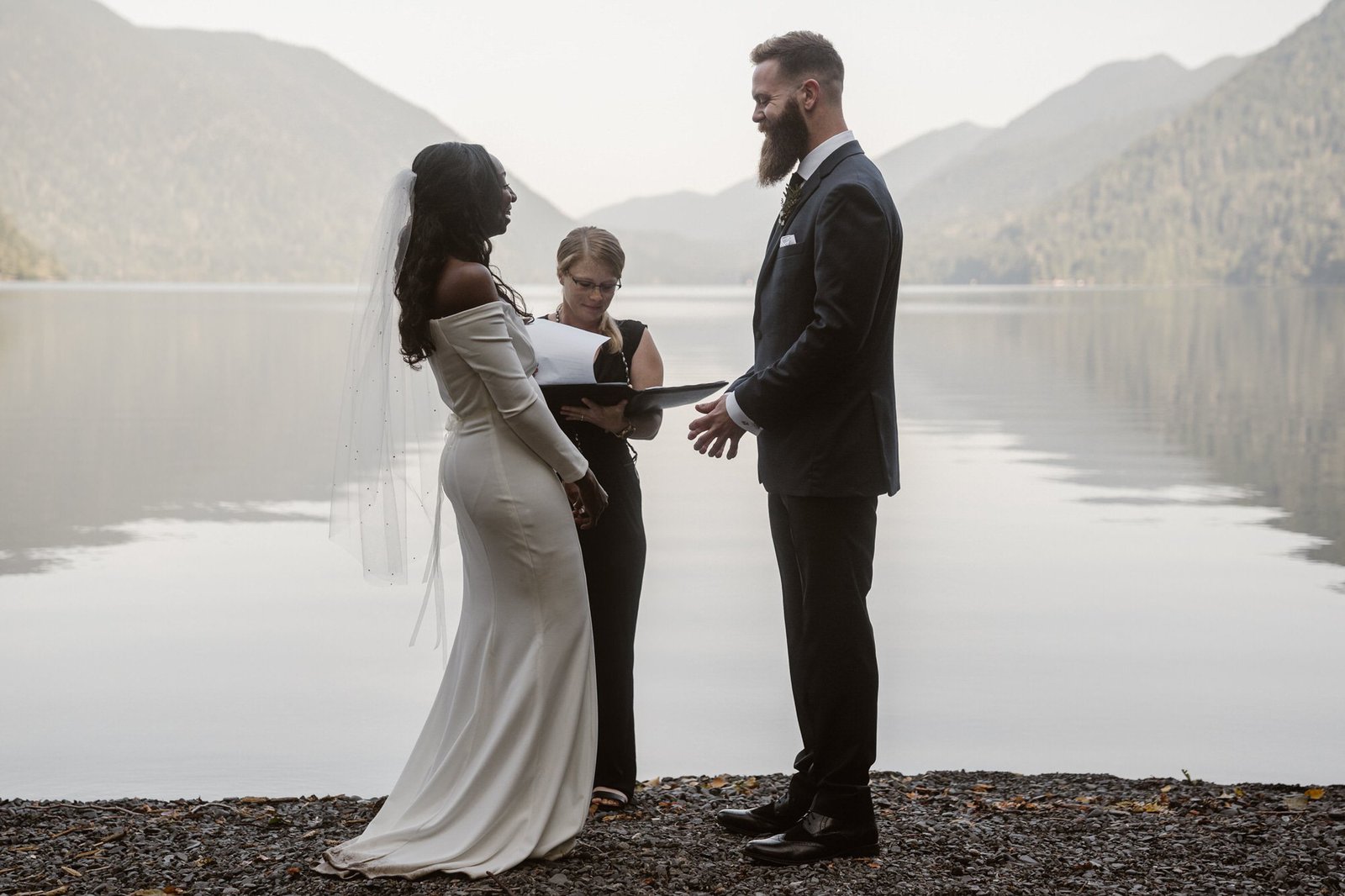 Intimate wedding ceremony at Olympic National Park.