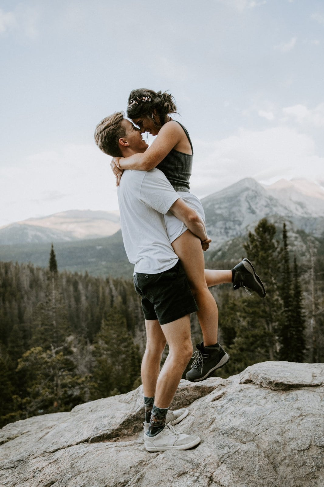 Adventure couple at the Rocky Mountain
