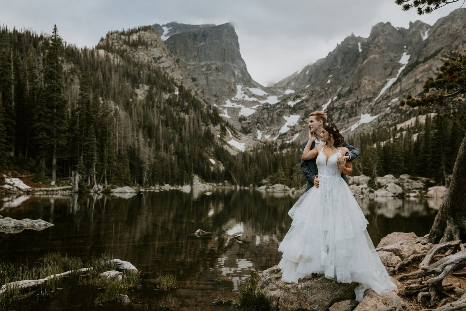 bride and groom at the Rocky Mountain.