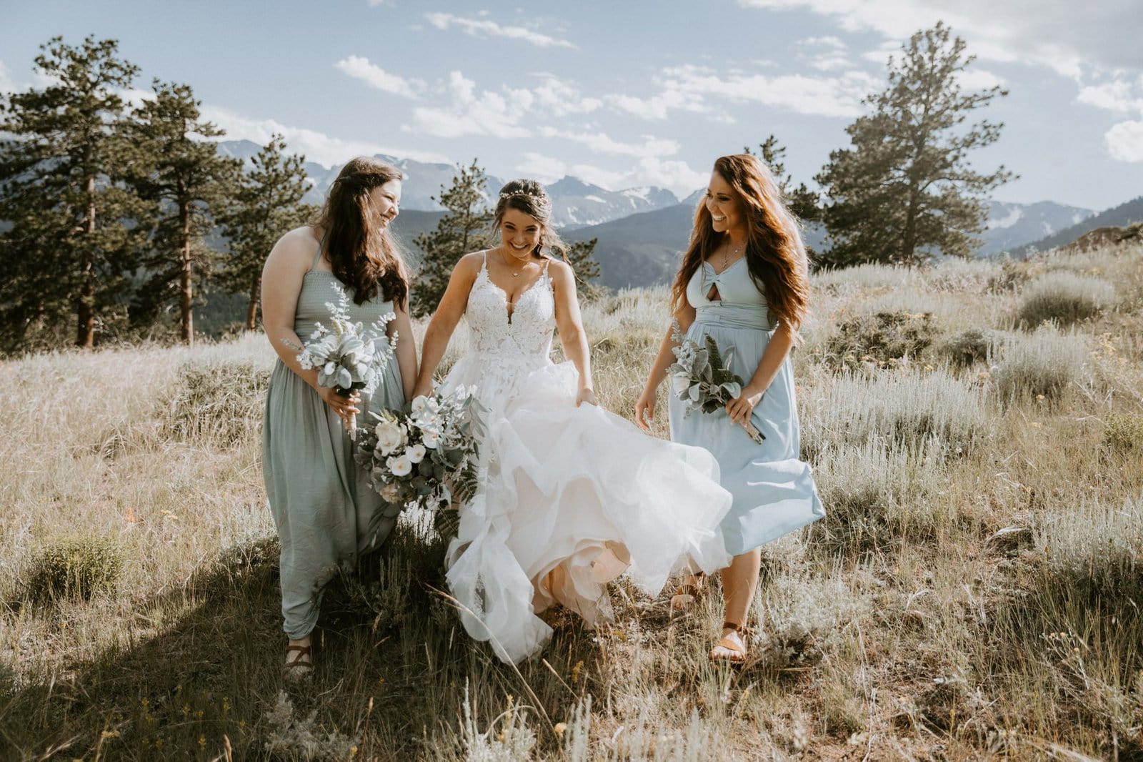 Bride and her bridesmaids at Rocky Mountain.