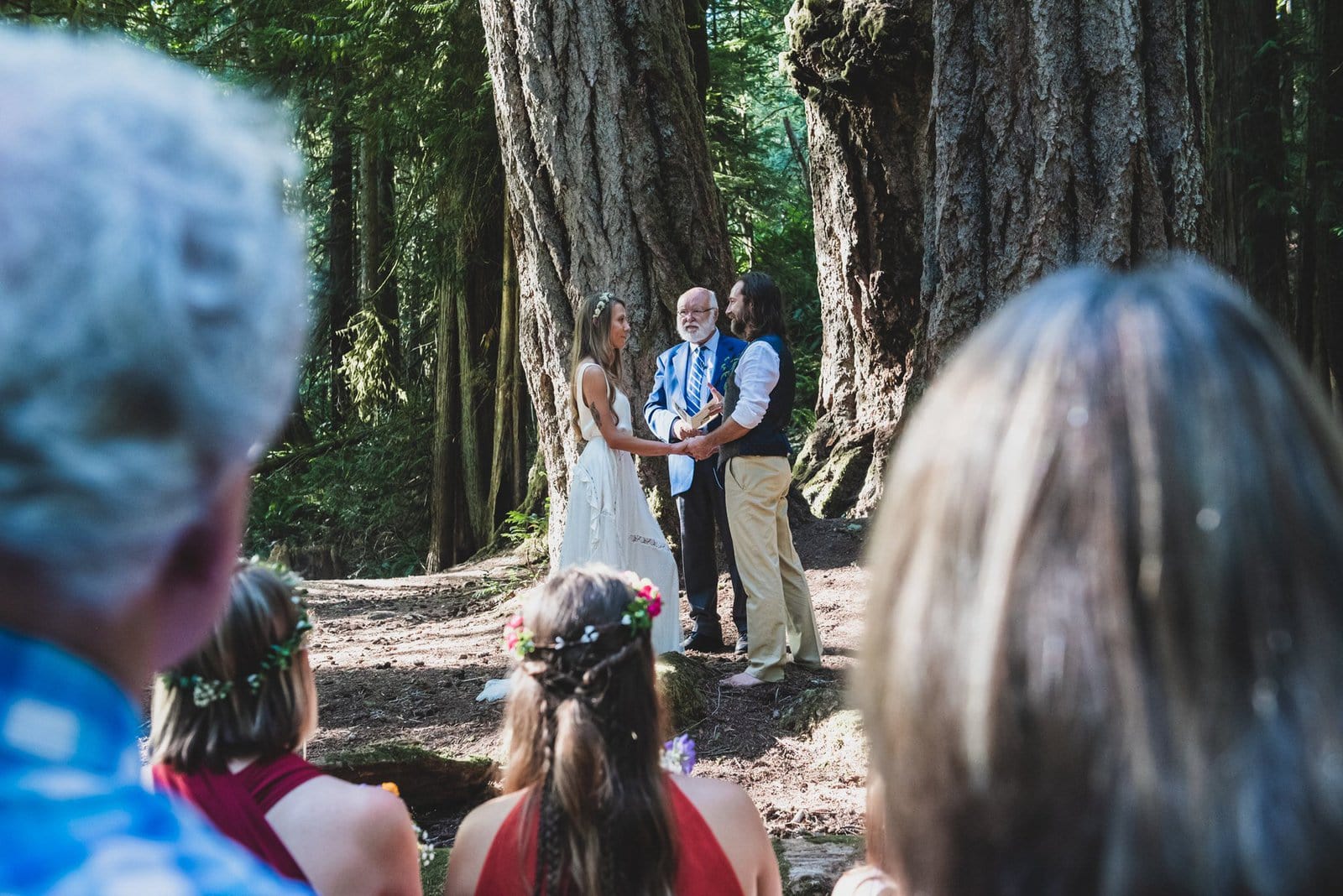 Intimate forest wedding ceremony.