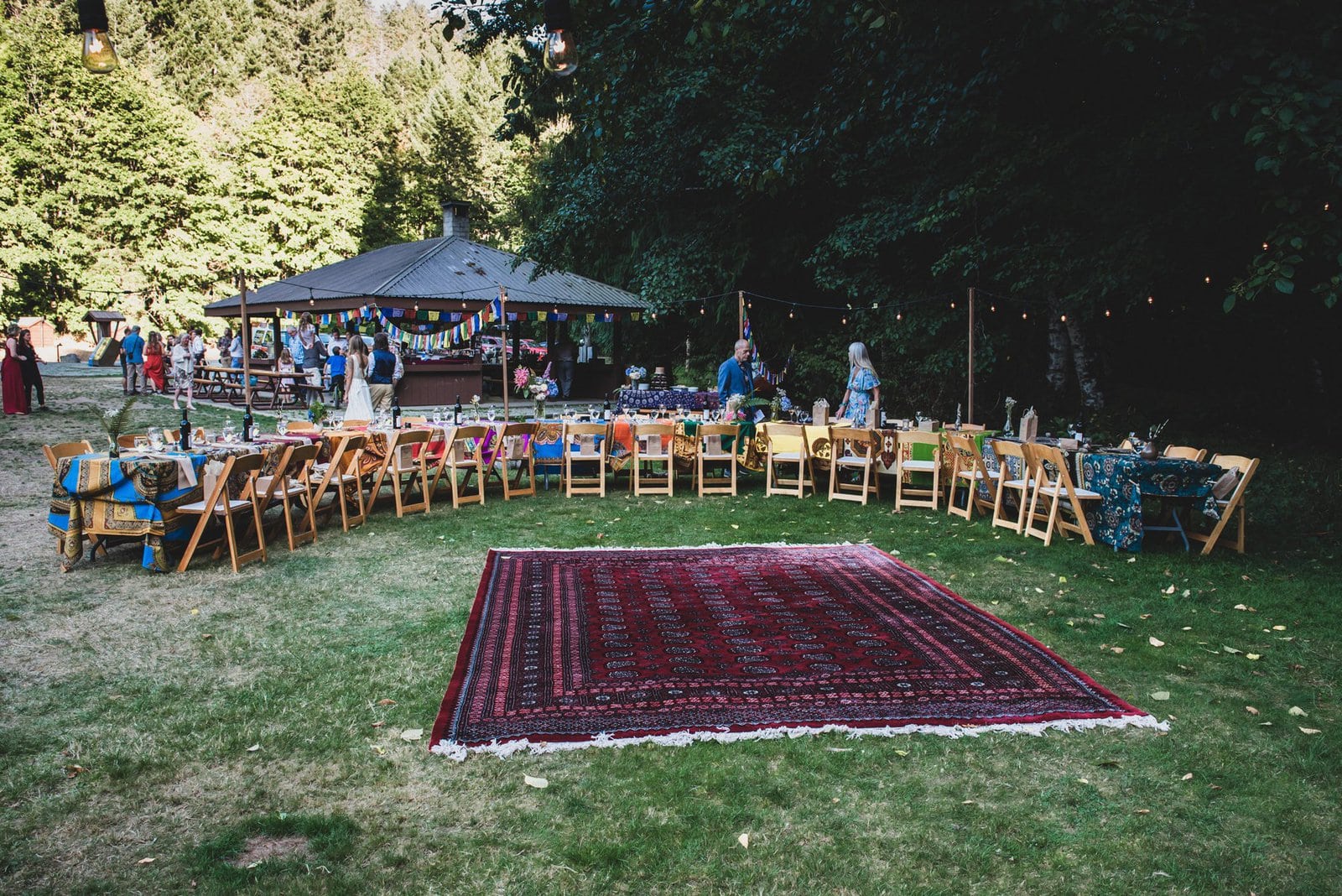 Reception set up for intimate wedding.