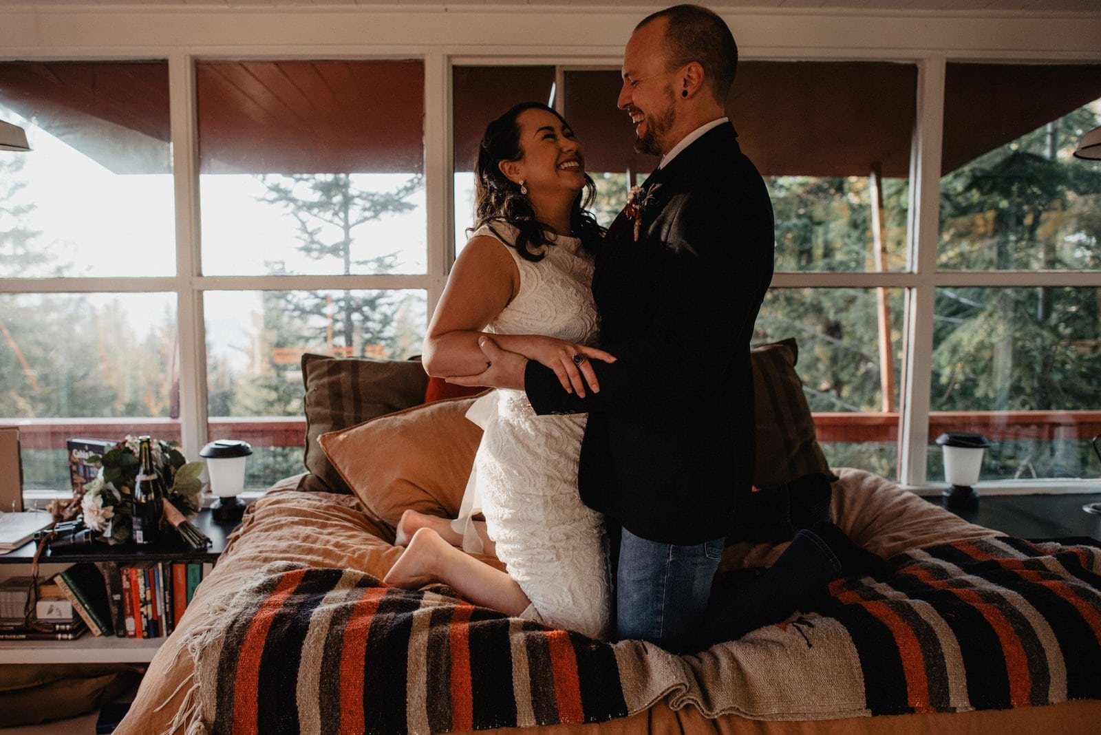 intimate moment during simple elopement.