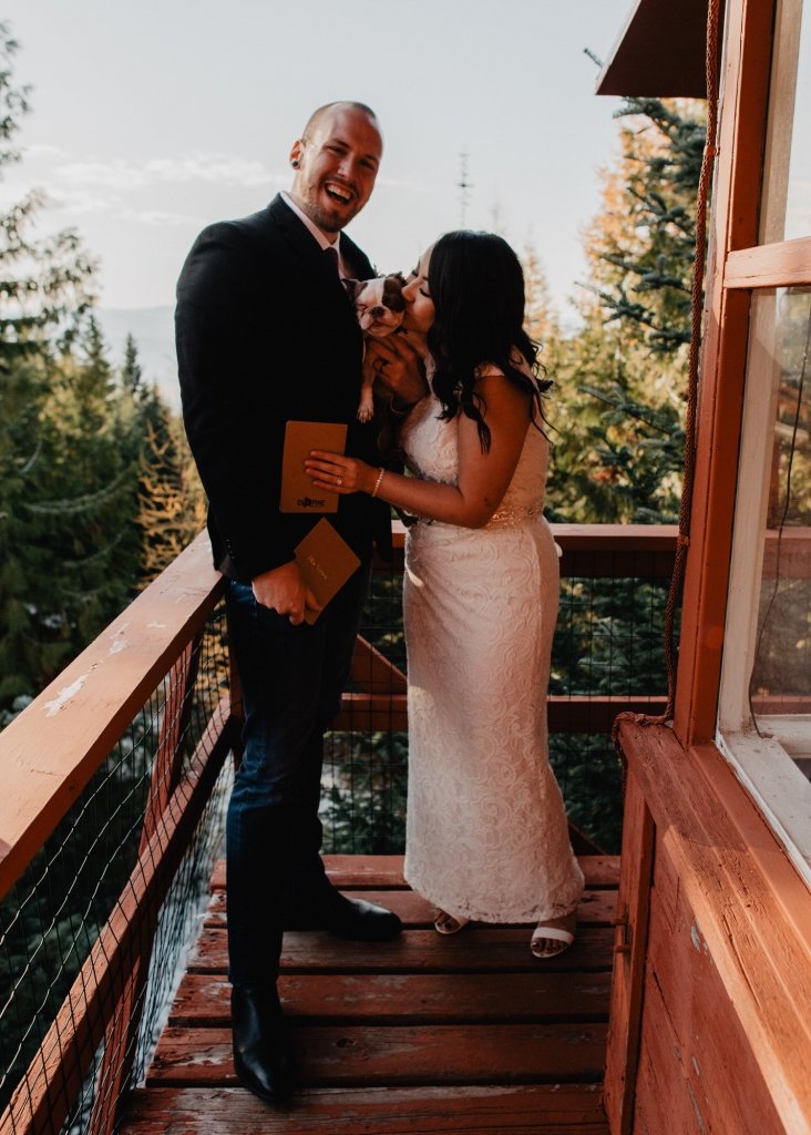 elopement wedding with couples' dog.