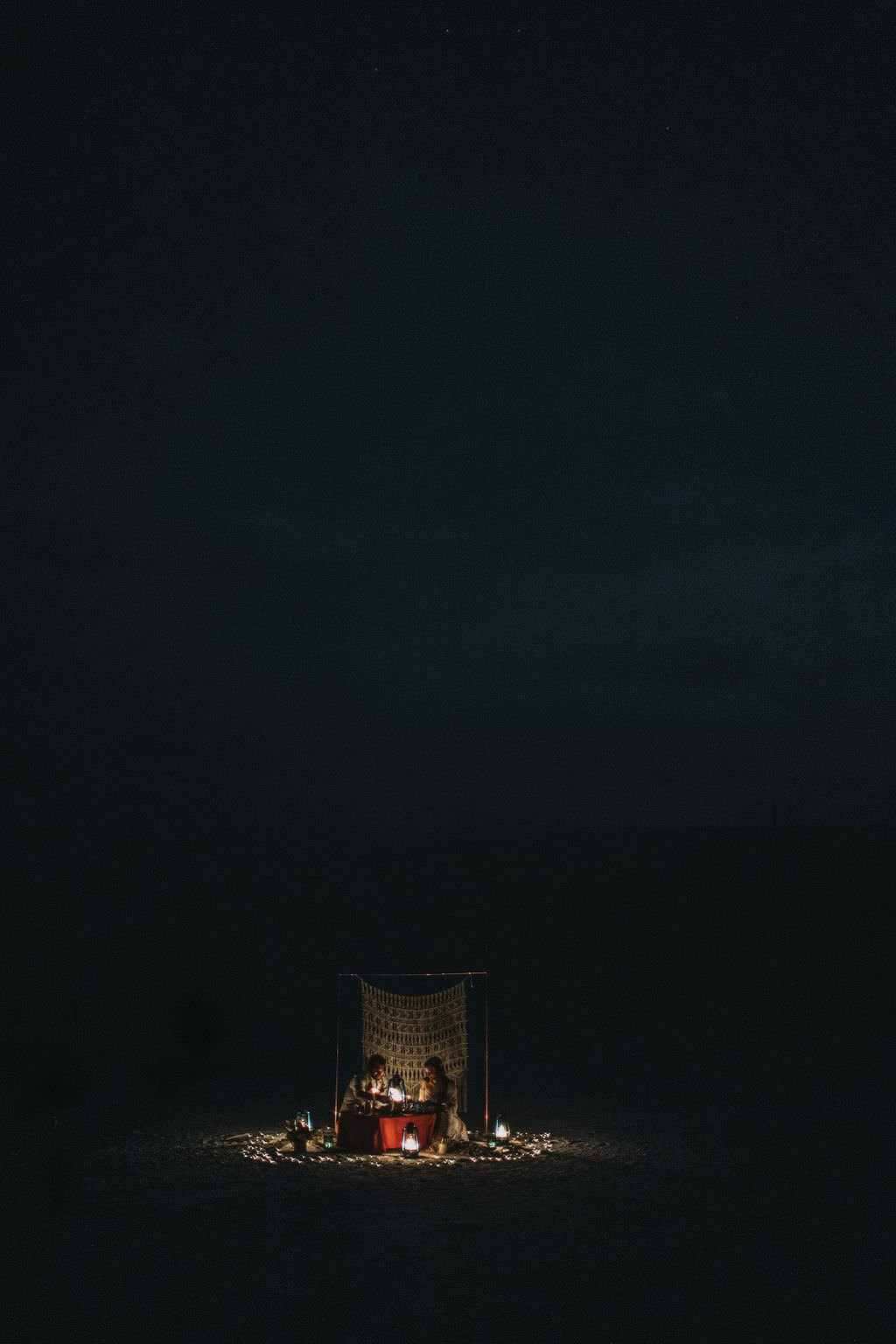 nighttime wedding in desert.