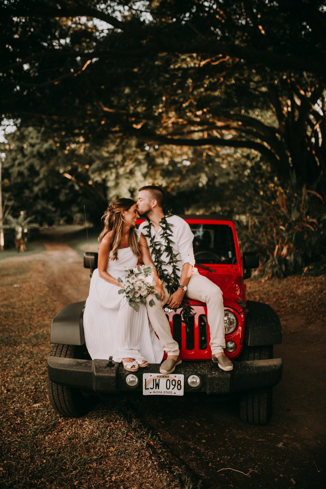bride and groom during Hawaii elopement